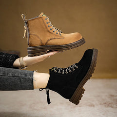 Women Autumn Retro Fashion Leather Casual Boots