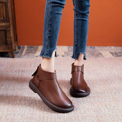 Women Autumn Retro Flat Leather Casual Shoes