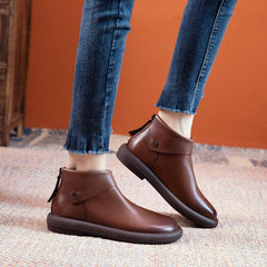 Women Autumn Retro Flat Leather Casual Shoes