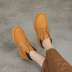 Women Autumn Retro Leather Antiskid Casual Shoes