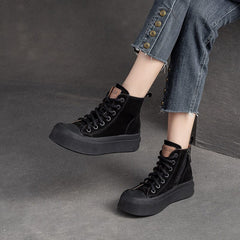 Women Autumn Retro Leather Thick Soled Ankle Boots