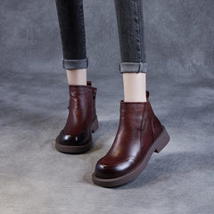 Women Autumn Retro Minimalist Leather Ankle Boots