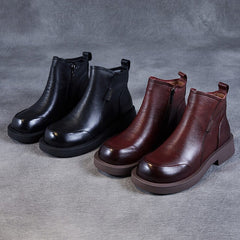 Women Autumn Retro Minimalist Leather Ankle Boots