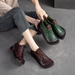 Women Autumn Retro Patchwork Flat Soft Casual Shoes