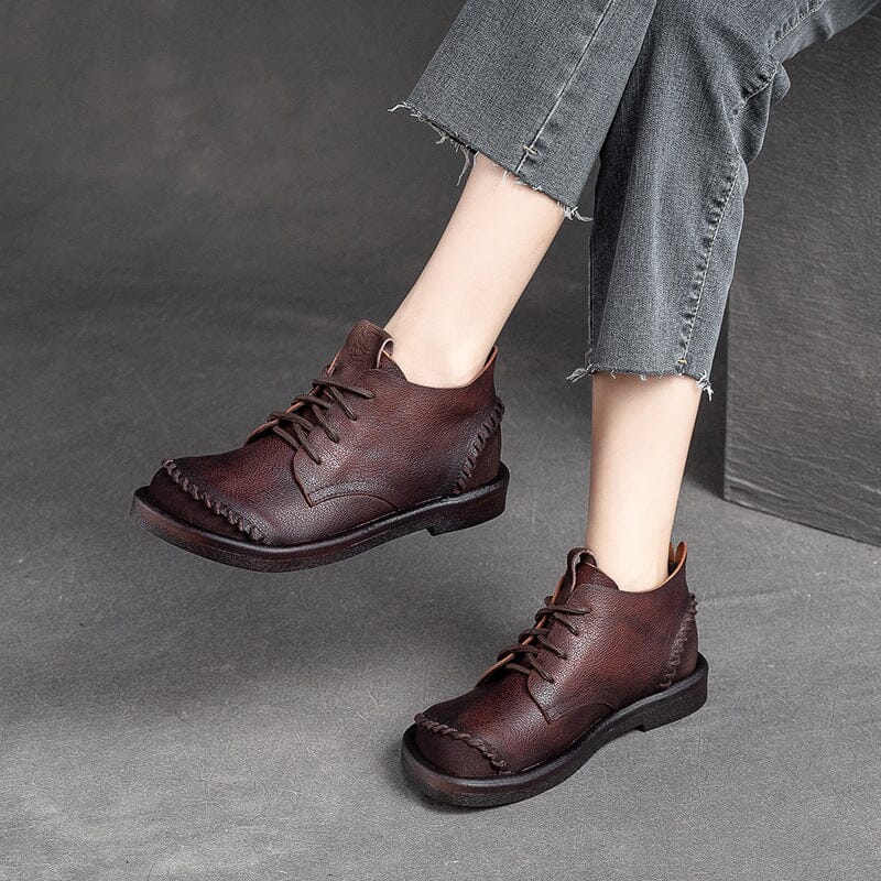 Women Autumn Retro Patchwork Flat Soft Casual Shoes