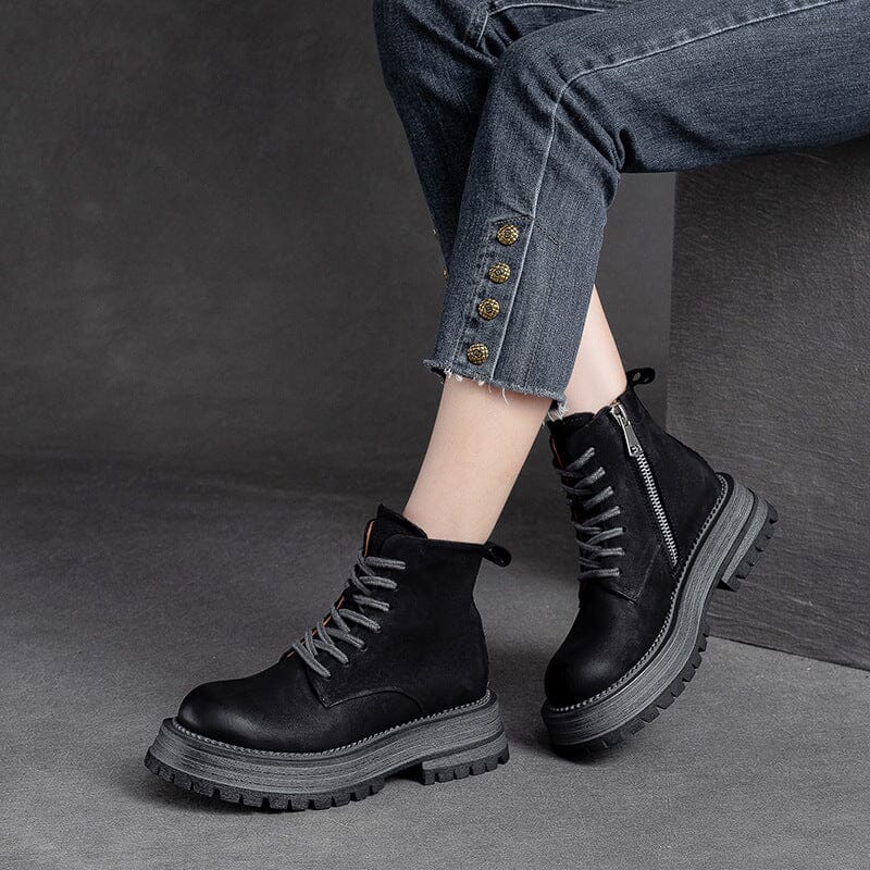 Women Autumn Retro Suede Platform Boots