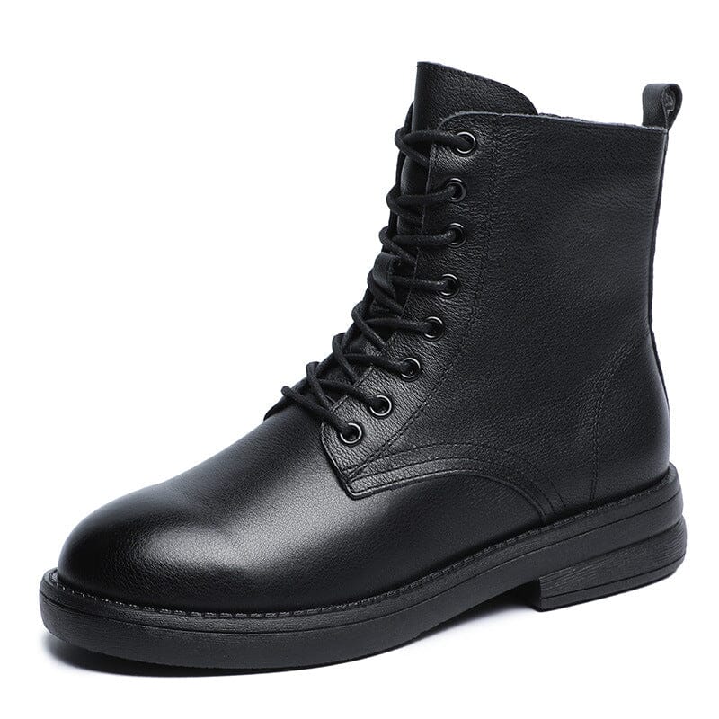 Women Autumn Winter Casual Solid Leather Boots