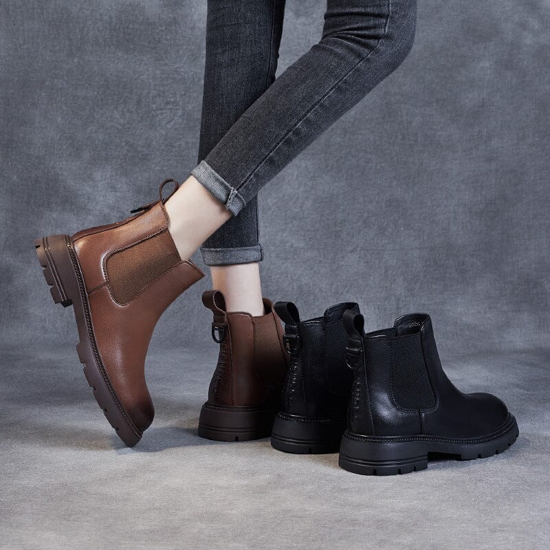 Women Autumn Winter Minimalist Leather Ankle Boots