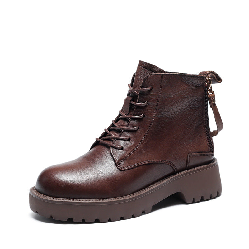 Women Autumn Winter Retro Leather Boots