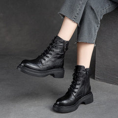 Women Autumn Winter Retro Soft Leather Boots