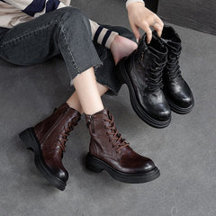 Women Autumn Winter Retro Soft Leather Boots