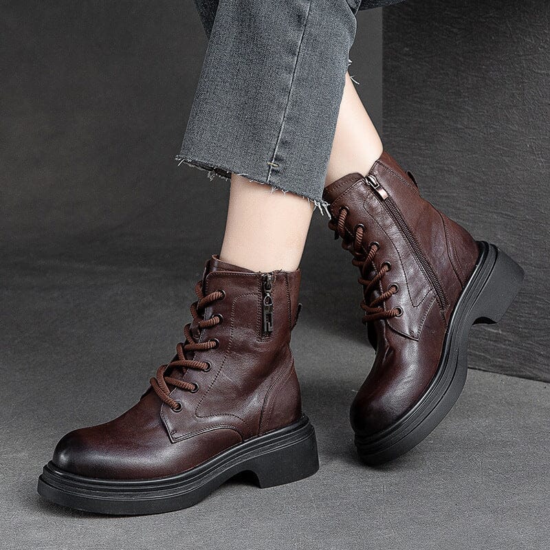 Women Autumn Winter Retro Soft Leather Boots