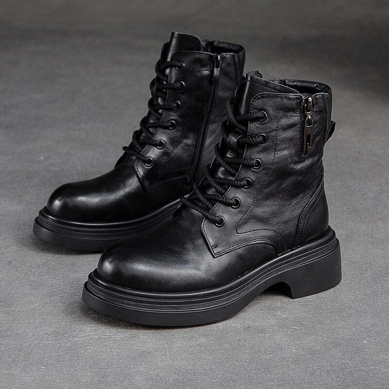 Women Autumn Winter Retro Soft Leather Boots