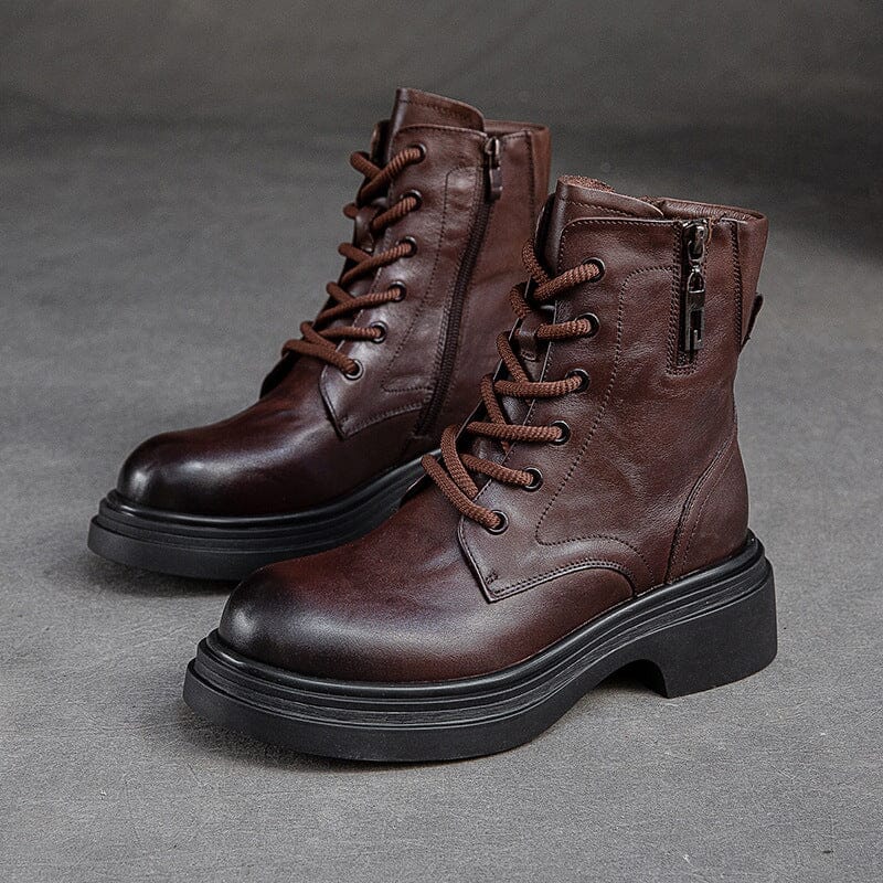 Women Autumn Winter Retro Soft Leather Boots