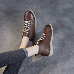 Women Autumn WInter Soft Leather Retro Flat Boots