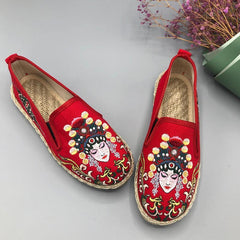 Women Breathable Casual Slip On Embroidered Flat Shoes 35-44