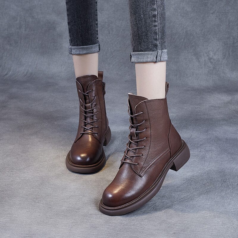 Women Classic Soft Leather Minimalist Casual Boots