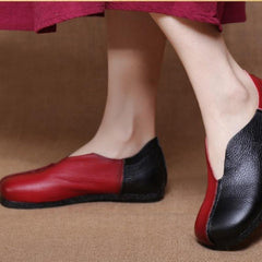 Women Color Block Sewing Closed Toe Flats Shoes