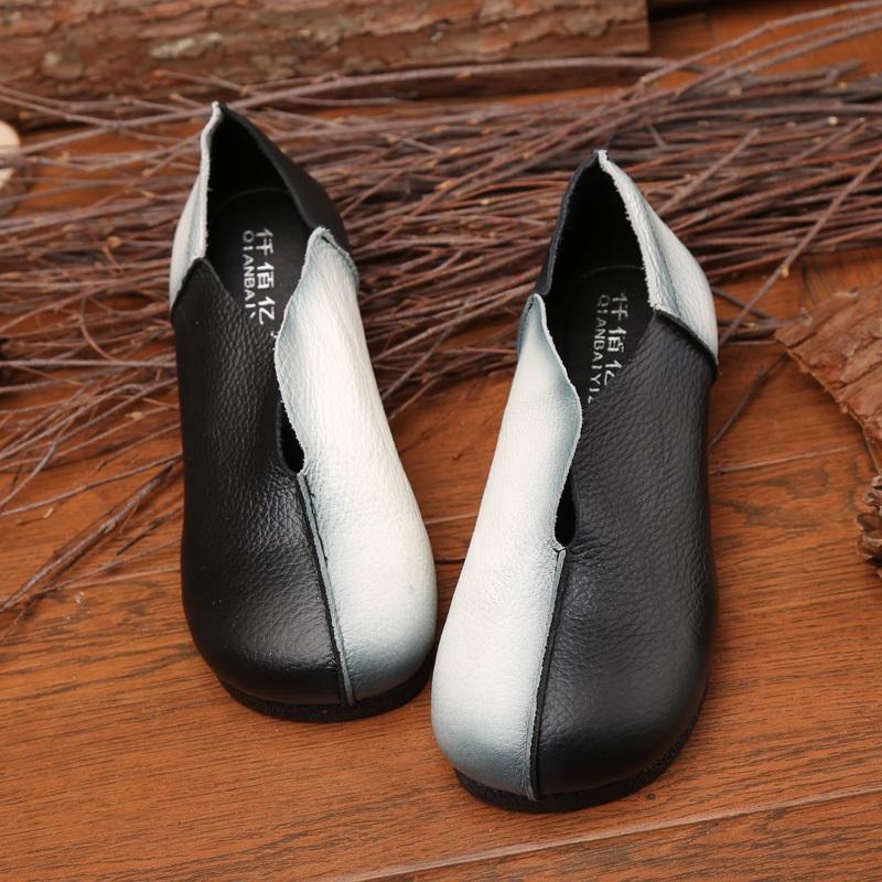 Women Color Block Sewing Closed Toe Flats Shoes