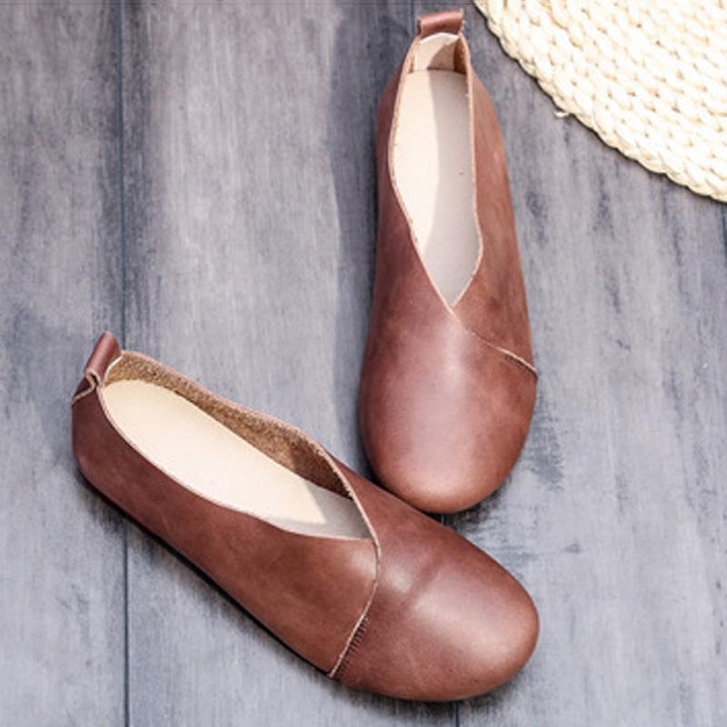 Women Daily Casual Slip On Round Toe Flats Shoes Plus Size