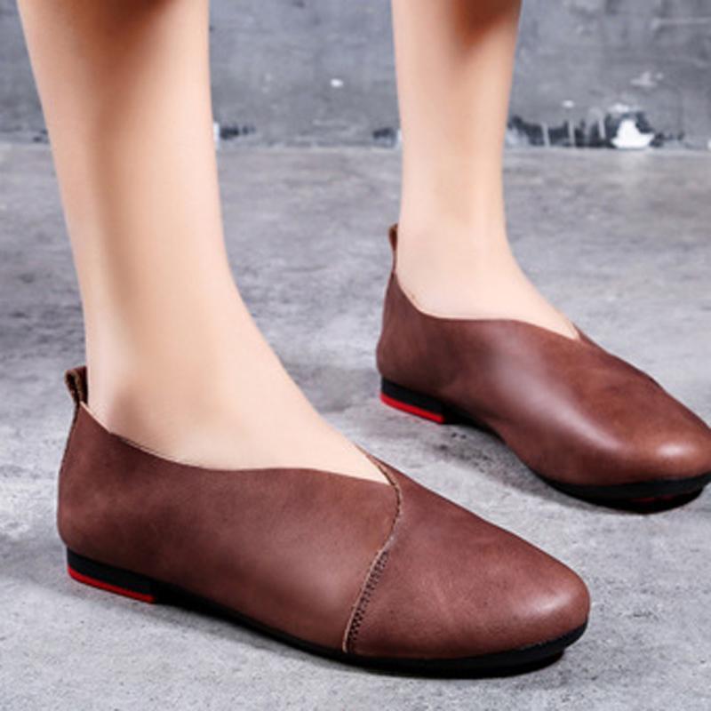 Women Daily Casual Slip On Round Toe Flats Shoes Plus Size