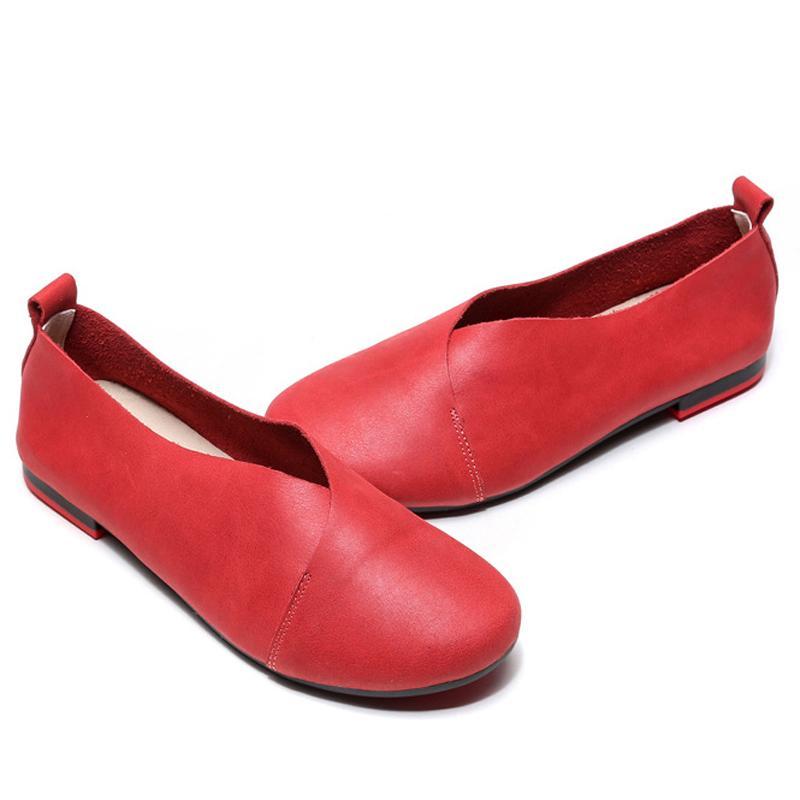 Women Daily Casual Slip On Round Toe Flats Shoes Plus Size