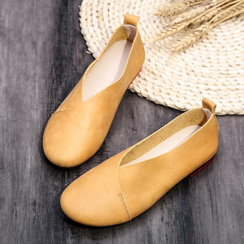 Women Daily Casual Slip On Round Toe Flats Shoes Plus Size