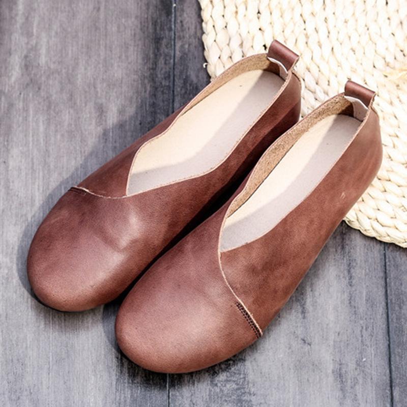 Women Daily Casual Slip On Round Toe Flats Shoes Plus Size