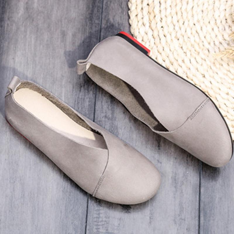 Women Daily Casual Slip On Round Toe Flats Shoes Plus Size