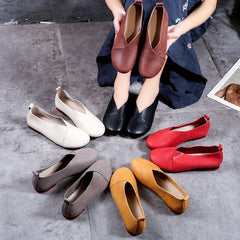 Women Daily Casual Slip On Round Toe Flats Shoes Plus Size