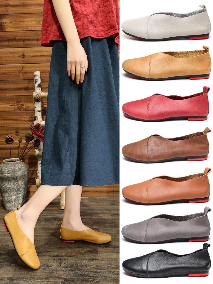 Women Daily Casual Slip On Round Toe Flats Shoes Plus Size