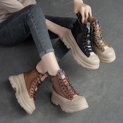 Women Fashion Leather Casual Platform Boots