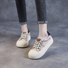 Women Fashion Patchwork Leather Casual Shoes