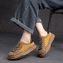 Women Leather Autumn Retro Casual Shoes