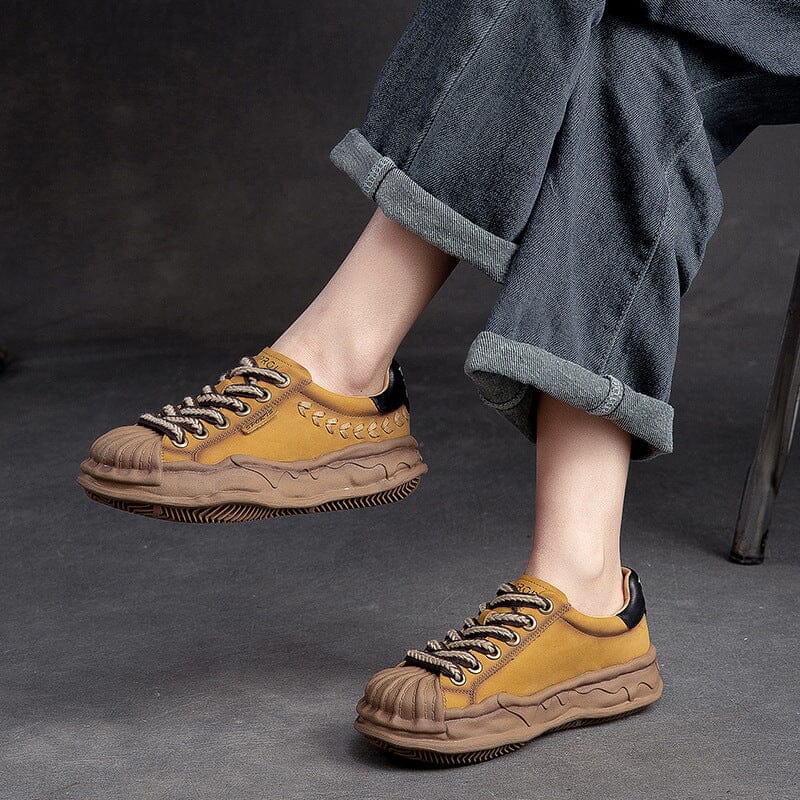 Women Leather Autumn Retro Casual Shoes