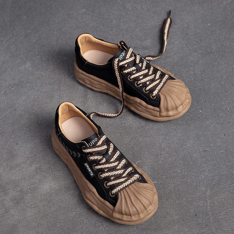 Women Leather Autumn Retro Casual Shoes