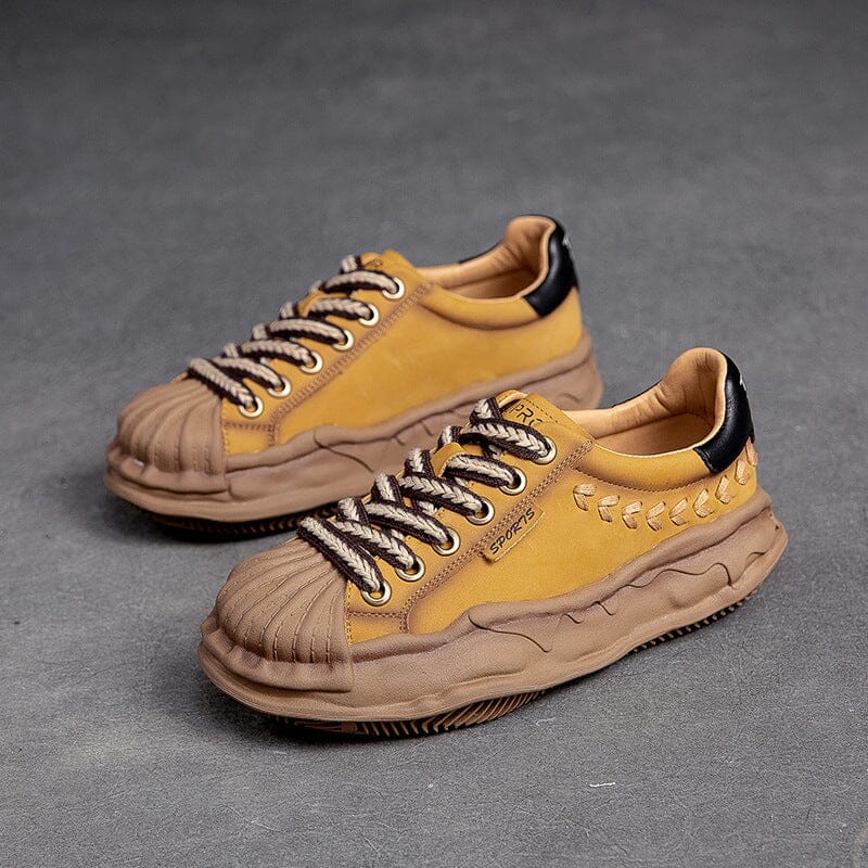 Women Leather Autumn Retro Casual Shoes