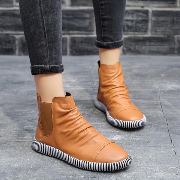 Women Leather Casual Chelsea Boots