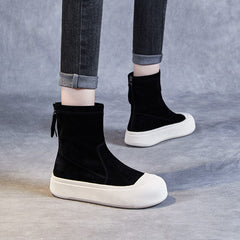 Women Minimalist Autumn Casual Leather Flat Boots