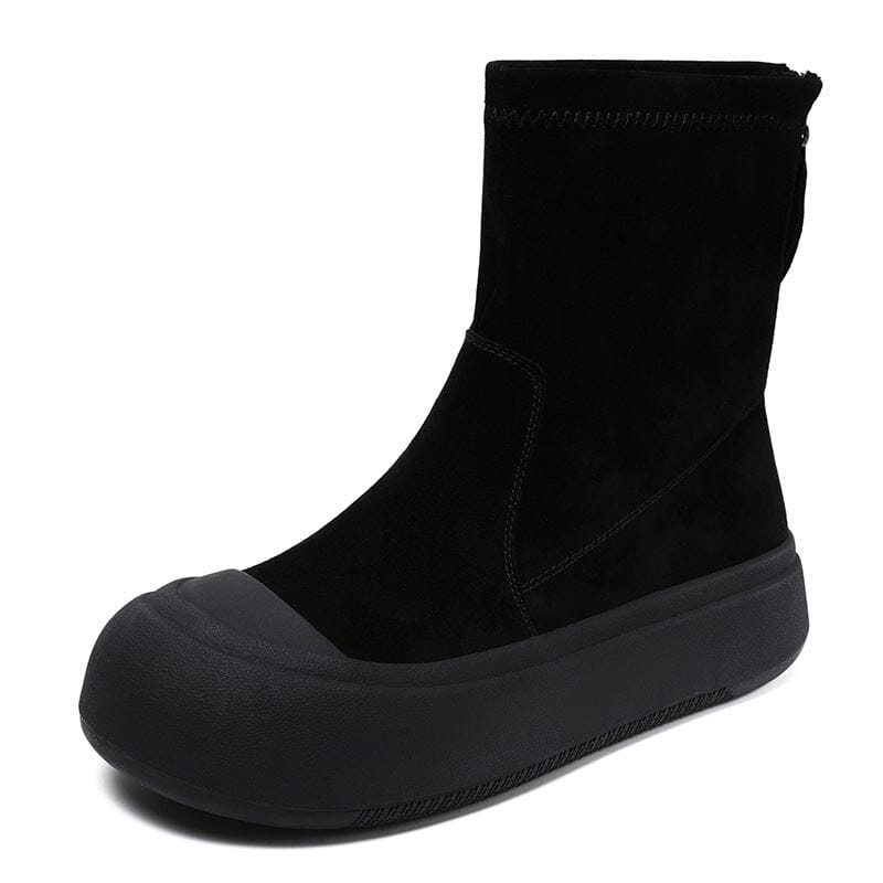 Women Minimalist Autumn Casual Leather Flat Boots