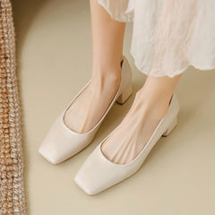 Women Minimalist Chunky Heel Soft Casual Shoes