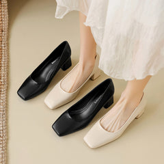 Women Minimalist Chunky Heel Soft Casual Shoes