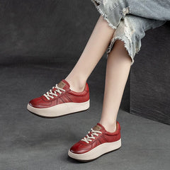 Women Minimalist Fashion Patchwork Leather Casual Shoes