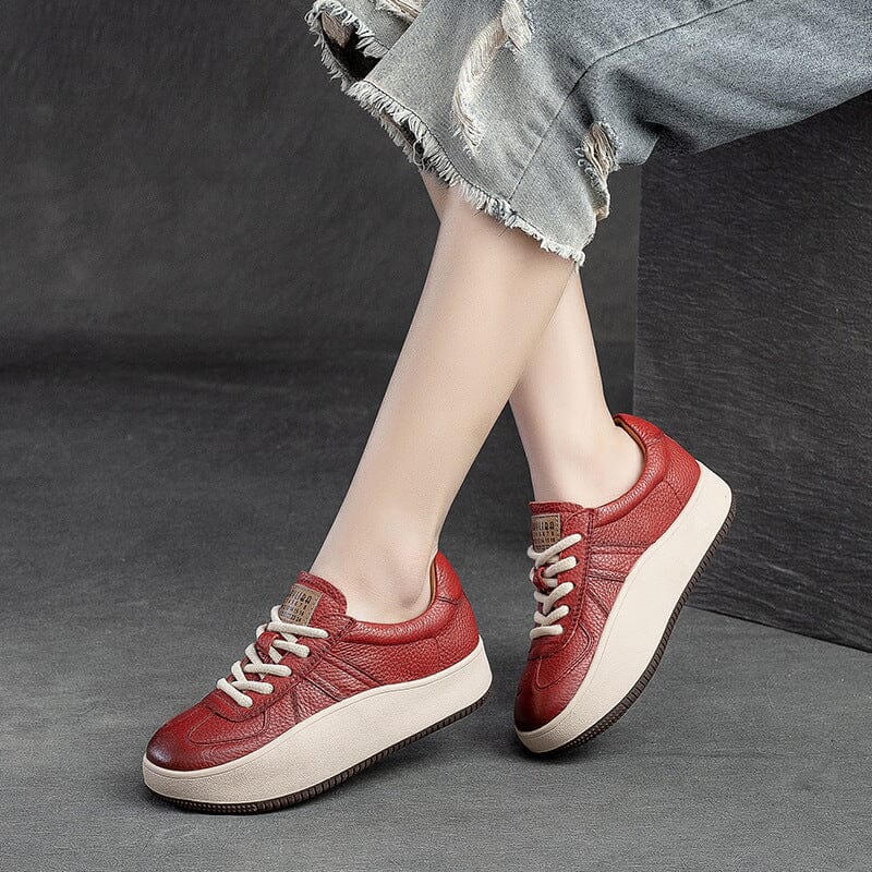 Women Minimalist Fashion Patchwork Leather Casual Shoes