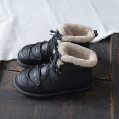 Women Minimalist Furred Flat Ankle Boots