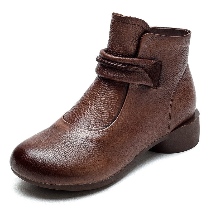 Women Minimalist Leather Autumn Chunky Heel Boots