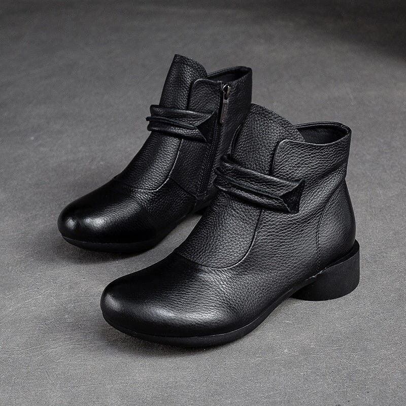 Women Minimalist Leather Autumn Chunky Heel Boots