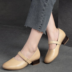 Women Minimalist Leather Low Heel Casual Shoes