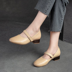 Women Minimalist Leather Low Heel Casual Shoes