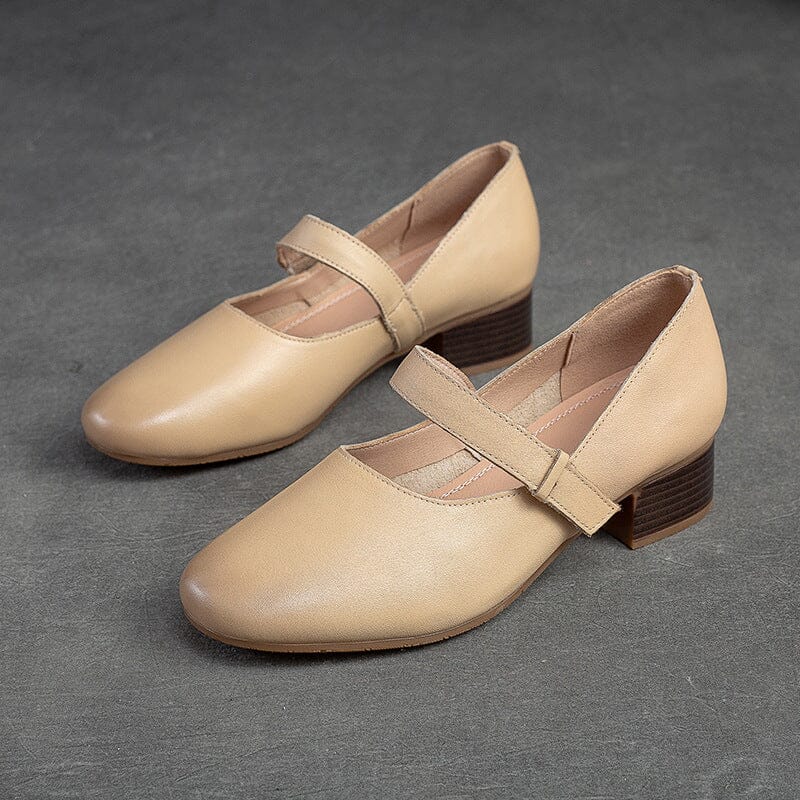 Women Minimalist Leather Low Heel Casual Shoes